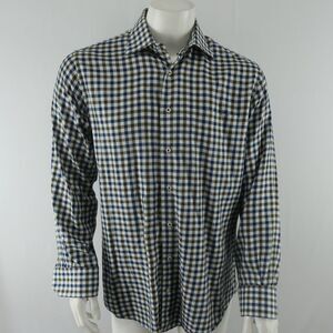 Peter Millar Button Up‎ Shirt Mens Medium Cotton Brown Blue